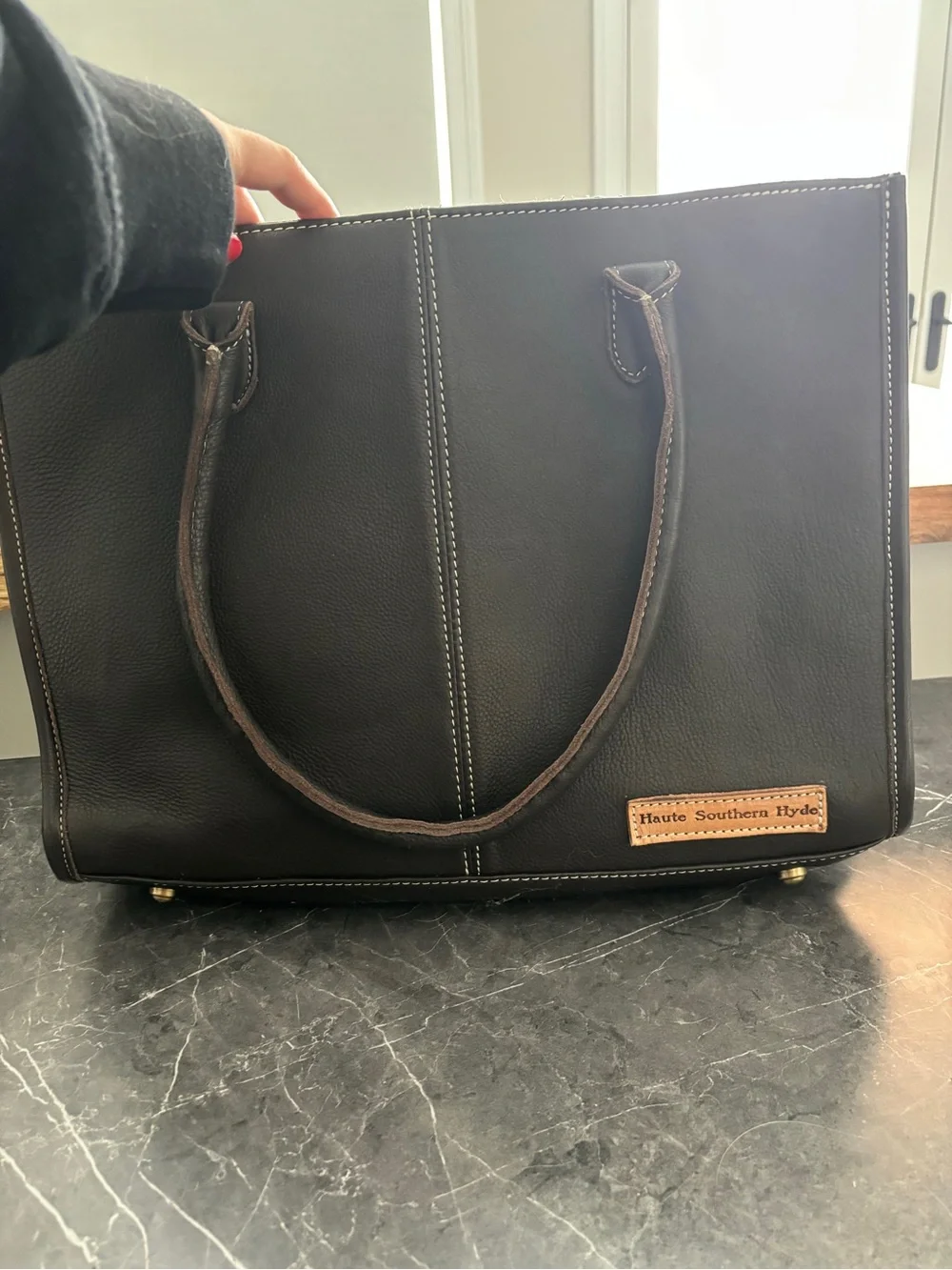 Brown Tooled Floral Fringe Tote Bag